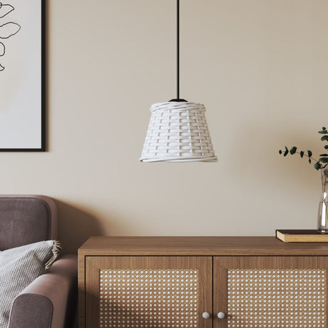 vidaXL White Woven Lampshade Hanging from a Modern Ceiling Light in a Stylish Living Room