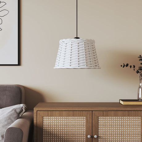 vidaXL White Woven Lampshade Hanging Above a Modern Sofa in a Stylish Living Room