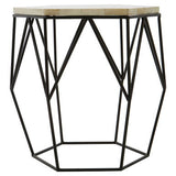 Orsina Side Table with Geometric Metal Base and Stylish Wooden Top for Modern Interiors