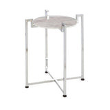 Stylish Orsina Side Table with Round Marble Top and Sleek Chrome Legs for Modern Interiors