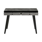 Orsina Console Table with Two Drawers and Stylish Chevron Design in Black and White