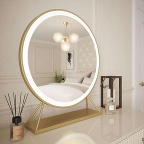 Hollywood Mirror with Round Design and Soft LED Lighting for Elegant Home Decor