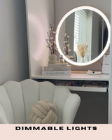Hollywood mirror with dimmable lights, perfect for makeup and styling in modern interiors
