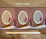 Hollywood mirror with three colour light options: warm, natural, and cold for versatile lighting needs