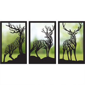 SunCatcher-UK Mirror Panel featuring deer silhouette design in a decorative garden setting