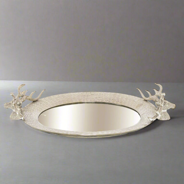 Large Mirrored Tray With Stag Heads Shades 4 Seasons