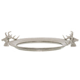 Large Mirrored Tray With Stag Heads SILVER GLASS Shades 4 Seasons