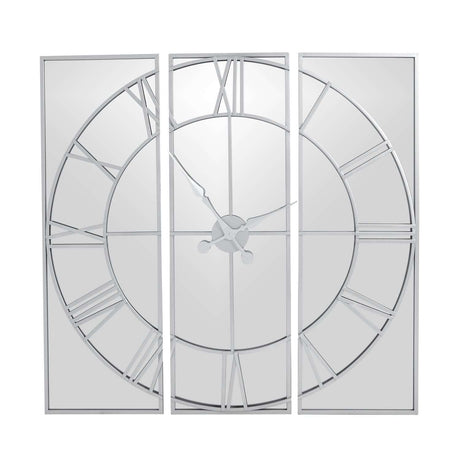 Shades 4 Seasons Mirrored Wall Clock with Roman Numerals SILVER GLASS Shades 4 Seasons