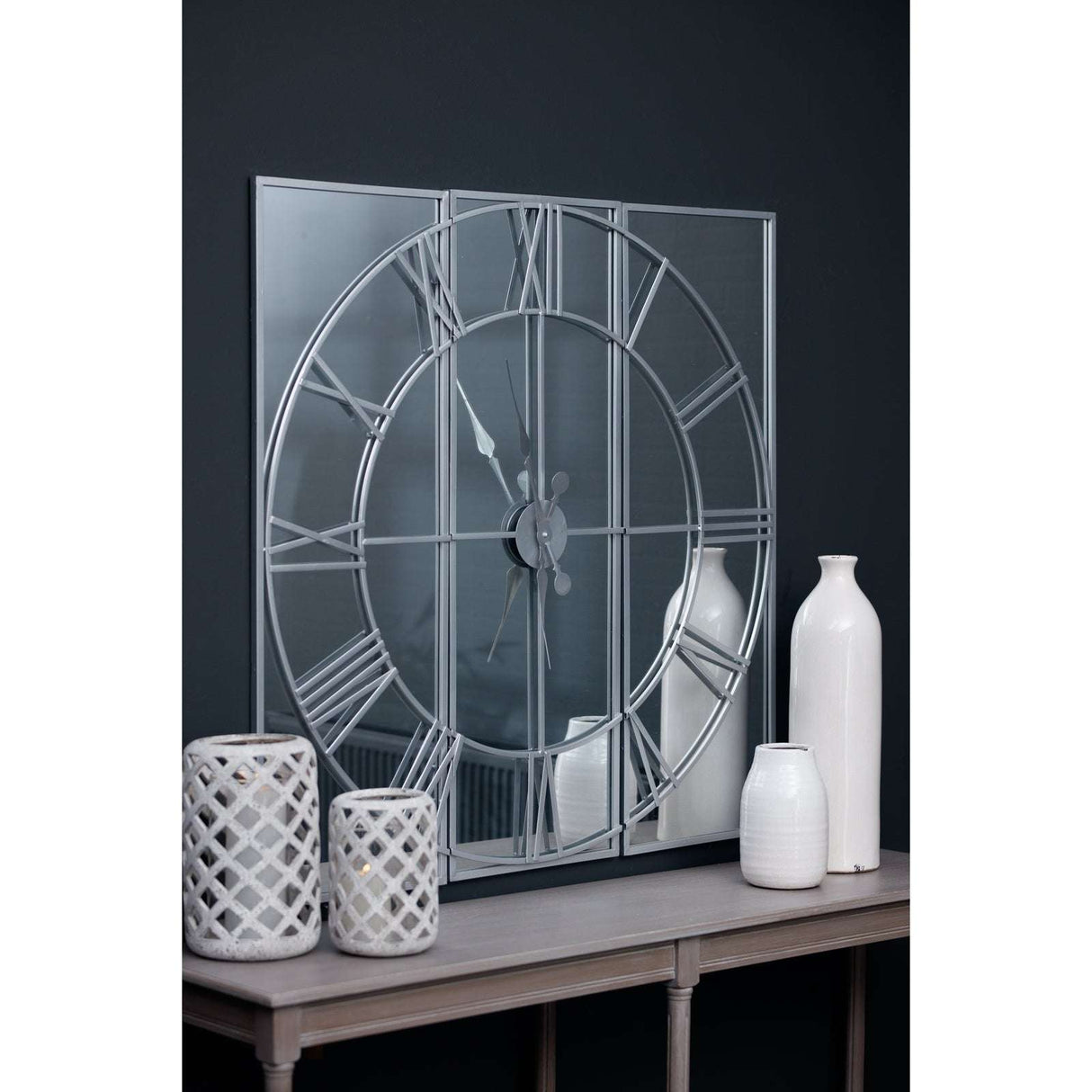 Shades 4 Seasons Mirrored Wall Clock with Roman Numerals Shades 4 Seasons
