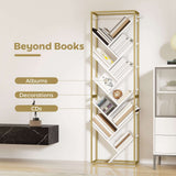 HOMCOM 10 Shelf Modern-Style Bookshelf - Gold Tone White