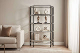 Allessi 5 Shelf Unit In Silver Metal and Black Frame Orsina