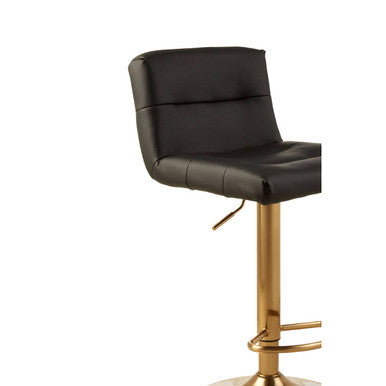 Orsina Bar Stool with Black Faux Leather Seat and Adjustable Gold Base for Stylish Seating