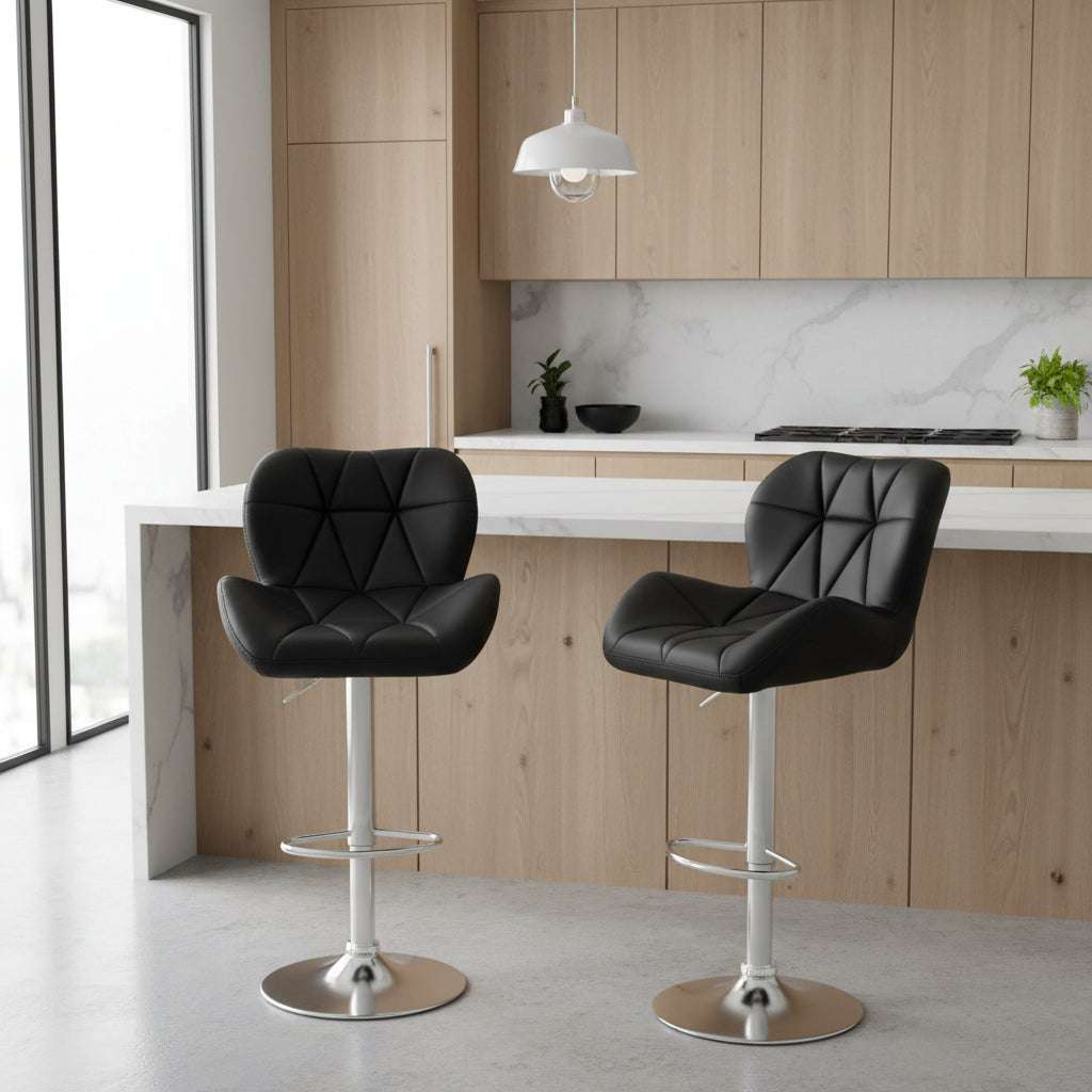 2pcs SSJ-275 Oblique Checks Bar Stool Black Default Title Kitchen Essentials