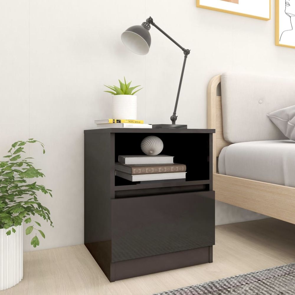 vidaXL Bedside Cabinet Smoked Oak 40x40x50 cm Engineered Wood vidaXL