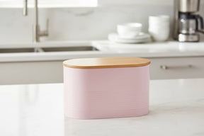 Orsina Stylish Pink Bread Bin with Wooden Lid Orsina