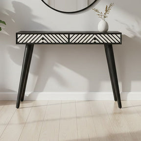 Orsina Console Table with Two Drawers and Geometric Pattern, Ideal for Hallways and Living Rooms