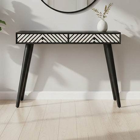 Orsina Console Table with Two Drawers and Geometric Pattern, Ideal for Hallways and Living Rooms