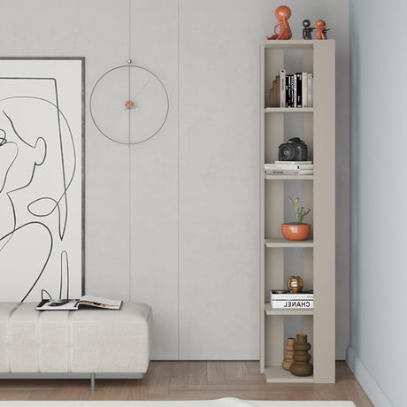 Decortie Corner Bookcase in a Modern Room, Stylishly Displaying Books and Decorative Items