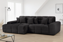 Modern Black Corner Sofa with Plush Cushions and Stylish Design for Comfortable Living Rooms