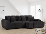 Stylish Corner Sofa in Dark Fabric with Cushions, Ideal for Modern Living Rooms
