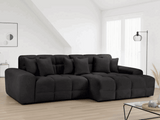 Stylish Corner Sofa in Dark Fabric with Cushions, Ideal for Modern Living Rooms