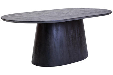 Perdoba Oval Mango Wood Black Finish Dining Table Orsina