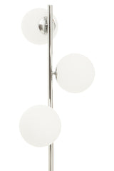 Orsina Modern Floor Lamp with Three White Globe Shades and Sleek Metal Design