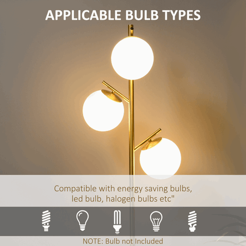 Modern Floor Lamp for Living Room Bedroom, 3 Light Tree Standing Lamp, Gold Unbranded