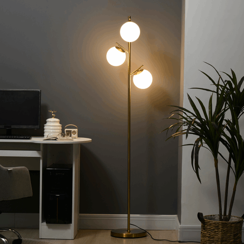 Modern Floor Lamp for Living Room Bedroom, 3 Light Tree Standing Lamp, Gold Unbranded