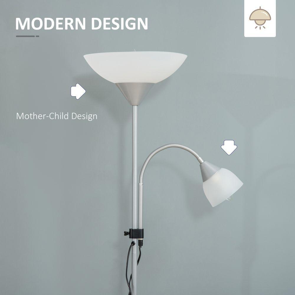 HOMCOM Modern Metal Dual-Head Floor Lamp HOMCOM