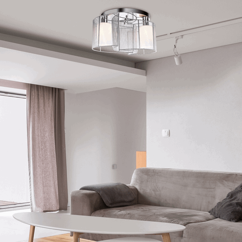 Modern Design Mini Style Flush Mount Ceiling Light with Flush Metal White HOMCOM
