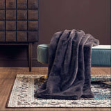 Orsina Fur Throw in Grey, Soft and Cozy Blanket for Home Decor and Comfort