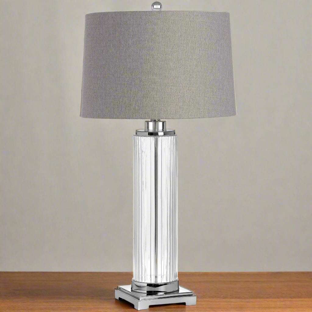 Shades 4 Seasons Glass Table Lamp with Gray Shade SILVER GLASS Shades 4 Seasons