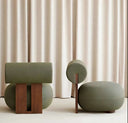 Nisu Home Stylish Chair with Unique Round Design and Wooden Accents for Modern Interiors
