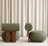 Nisu Home Stylish Chair with Unique Round Design and Wooden Accents for Modern Interiors