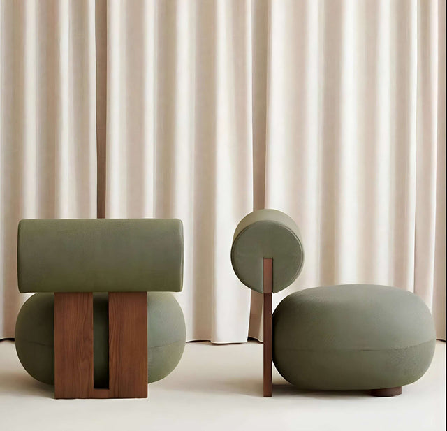 Nisu Home Stylish Chair with Unique Round Design and Wooden Accents for Modern Interiors
