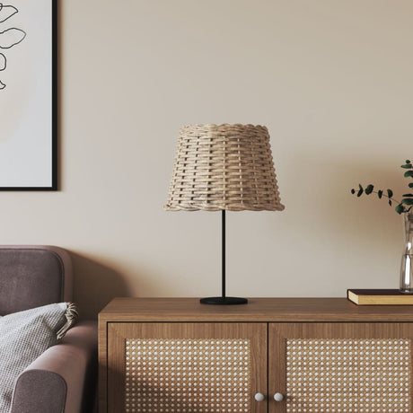 vidaXL Woven Lampshade on a Black Stand in a Stylish Living Room Setting