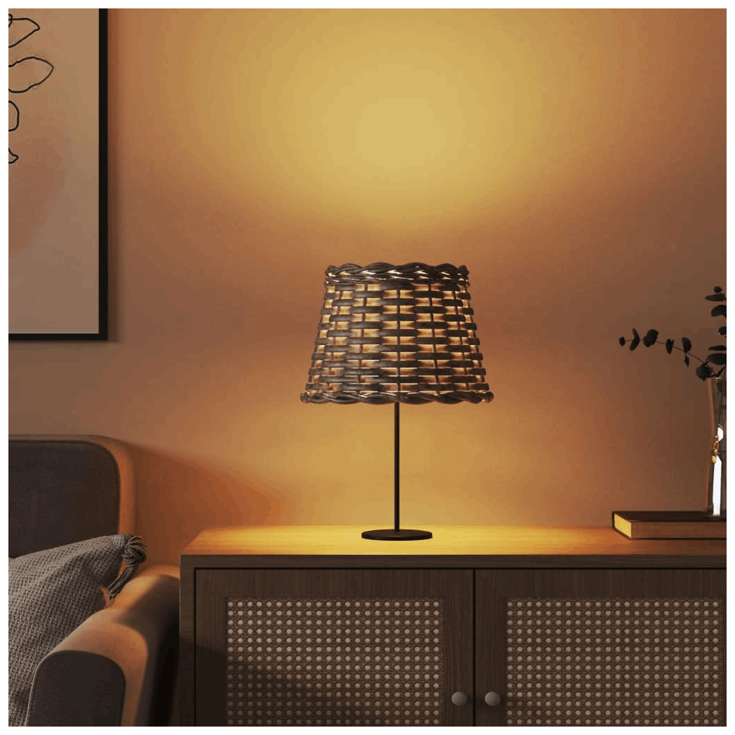 vidaXL Woven Lampshade Table Lamp with Warm Ambient Light for Stylish Home Decor