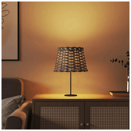 vidaXL Woven Lampshade Table Lamp with Warm Ambient Light for Stylish Home Decor