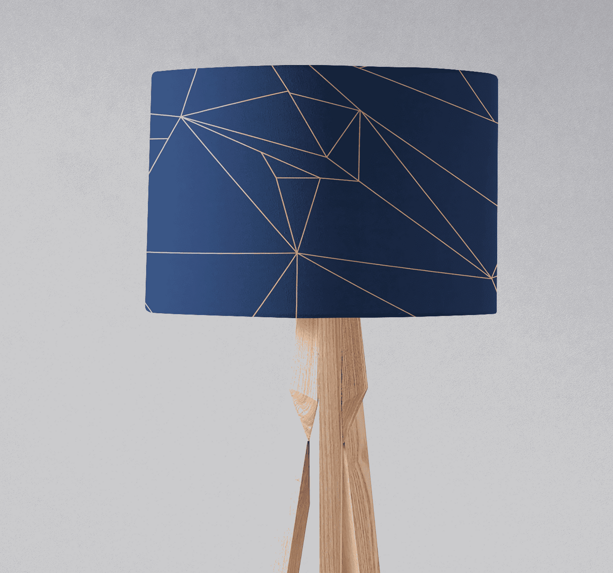 Stylish blue lampshade with geometric design, perfect for modern home decor