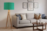 Shadow Bright lampshade in teal pattern on a stylish floor lamp in a modern living room
