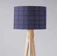 Shadow Bright stylish navy blue lampshade with geometric patterns on a modern lamp stand