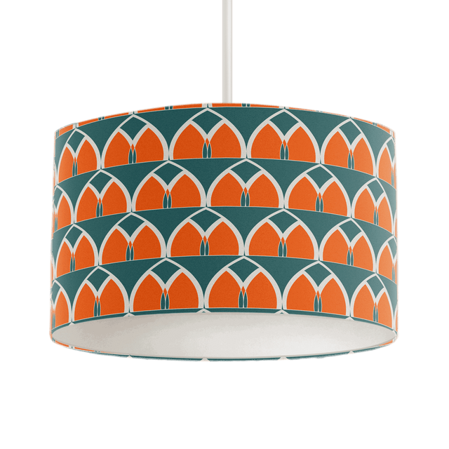 Shadow Bright Stylish Lampshade with Colourful Geometric Pattern in Blue and Orange