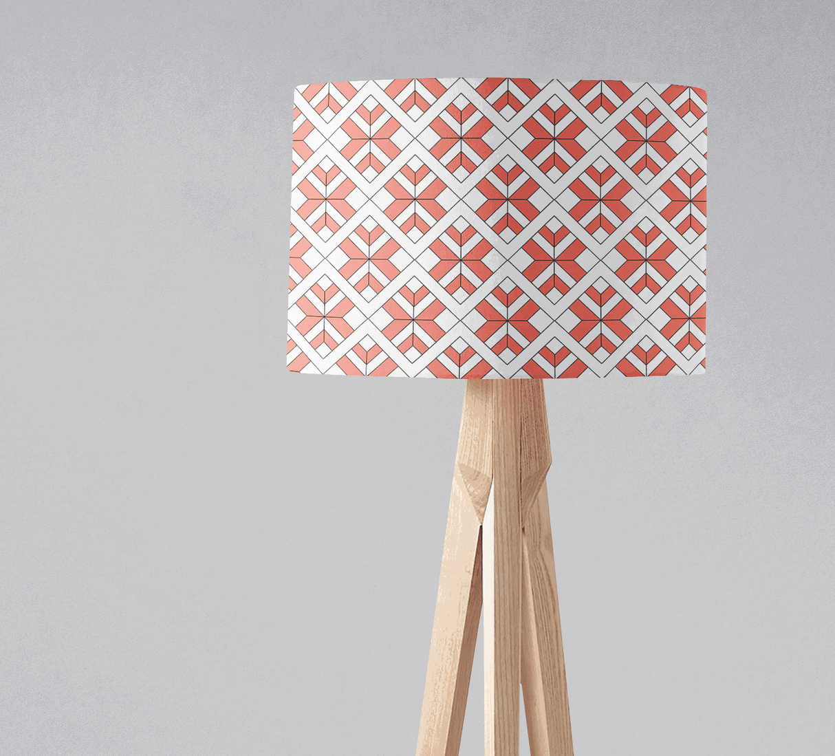 Stylish lampshade with geometric patterns in red and white for modern home decor