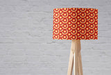 Shadow Bright Lampshade with Vibrant Retro Circle Pattern on a Wooden Stand