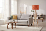 Stylish Shadow Bright lampshade on a modern floor lamp in a bright living room setting
