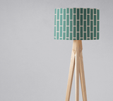 Shadow Bright stylish lampshade with geometric pattern on a wooden floor lamp