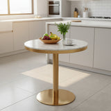 Azalea Round Marble Dining Table With Gold Base Orsina