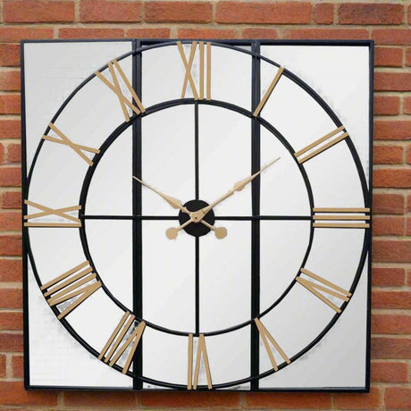 Shades 4 Seasons Large Metal Wall Clock with Roman Numerals BLACK Shades 4 Seasons