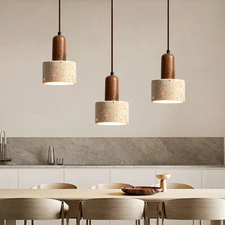 Light My House Pendant Light Trio Featuring Attractive Concrete and Wood Design for Modern Interiors